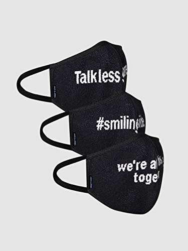 Jack & Jones Men's Cotton Reusable 3 Layer Protective Fashion Cloth Mask (12187803_Black           _One Size (Pack of 3)) 6