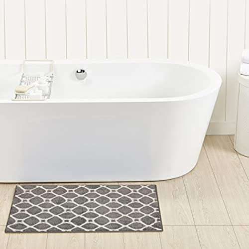95 Threads Micro Knitted Bath/Trellis Soft Microfiber Fast Dry Water Absorbent Anti-Slip Bathmats Floormat Bathroom Rugs for Home & Hotel (Grey 17x24 Inch 5
