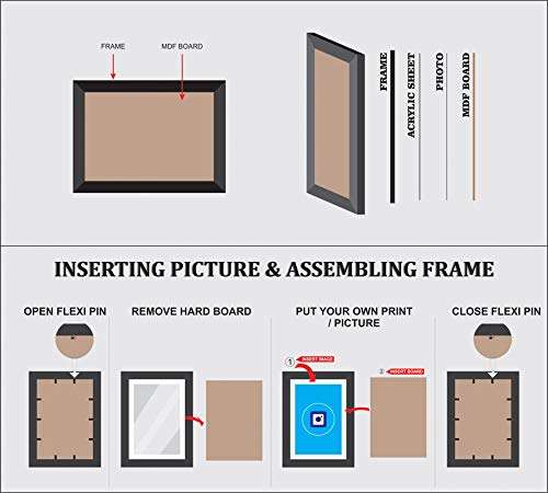E Deals Set of 6 Collage Synthetic Framed with Acrylic Glass Photo Frame (9 inch X 12 Inch - 3, 8 Inch X 8 Inch - 3) 3