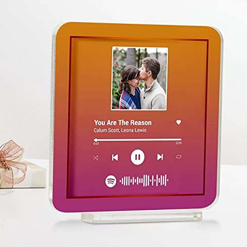 Giftcart Personalised Spotify Favourite Song Plaque Pink |Music Photo Plaque Scan Photo Spotify Plexiglas Personalized Song Album Display Gift 2