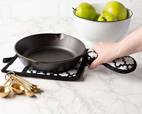 DII Cotton Lattiece Pan Handle Holders, 6 x 3" Set of 3, Machine Washable and Heat Resistant Pan Handle Sleeve for Kitchen Cooking & Baking-Wwhite 6