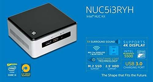 Intel NUC Desktop/HTPC 5th Generation Dual-Core i3 2.10GHz, 8GB DDR3, 240GB SSD, WiFi, Bluetooth, 4K Support, Dual Monitor Capable, Windows 10 Professional 64Bit (Renewed) 5