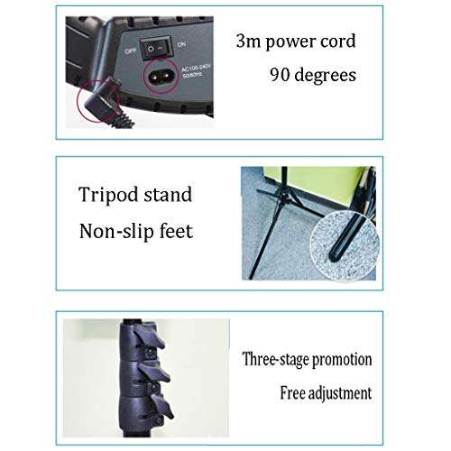 LBBL Ring Light Tripod, with Mirror 14 LED Fill Light Adjustable Color Temperature with Phone Holder for Makeup Selfie Photography Live Streaming (Color : White) 6