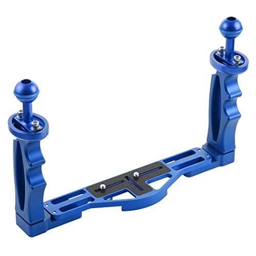 LUOKANG Camera Accessories Dual Handles Aluminium Alloy Tray Stabilizer for Underwater Camera Housings(Black) (Color : Blue) 4