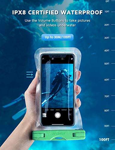 Mpow 097 Universal Waterproof Case, IPX8 Waterproof Phone Pouch Dry Bag Compatible with iPhone 12/12 Pro Max/11/11 Pro/SE/Xs Max/XR/8P/7 Galaxy up to 7, Phone Pouch for Beach Kayaking Travel (2 Pack) 4