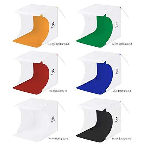 ZQ House 20cm Ring LED Panel Folding Portable Light Photo Lighting Studio Shooting Tent Box Kit with 6 Colors Backdrops (Black, White, Orange, Red, Green, Blue), Unfold Size: 24cm x 23cm x 22cm 4