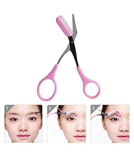 Jeval Womens Mini Brow Class Cutting Scissors Easy-to-use Eyebrow Trimmer with Comb (Multicolor) -Set of 2 3