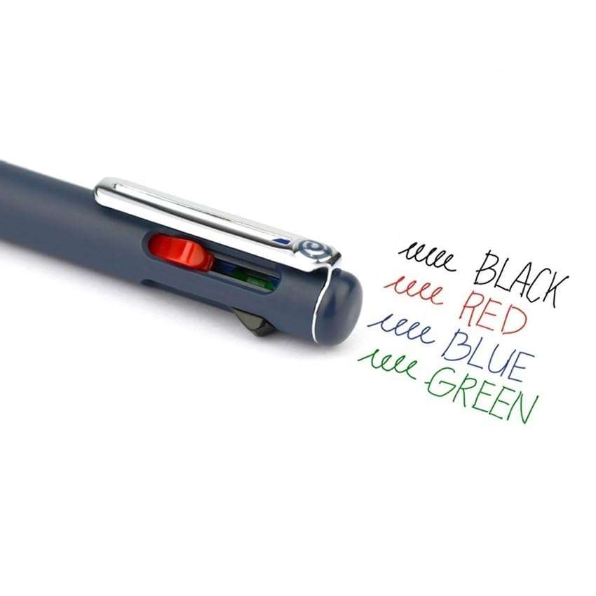 Pentel iZee 4 in 1 Color 1.0mm Ballpoint Pen Combo | Attractive Honeycomb Finger Grip with Smooth Flowing, Oil Base Ink | Dark Blue Barrel & Light Blue Barrel | Multicolour Ink, Pack of 4 5