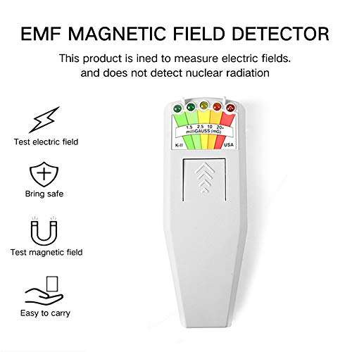 5 LED EMF Meter Electric Magnetic Field Dosimeter Detector Sensor Handheld Digital LCD Electromagnetic Radiation Tester Gauss Meter (Color : White) 4