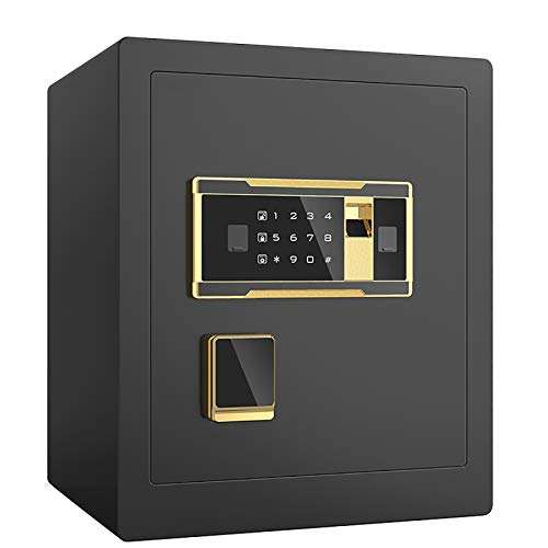 CLIng Electronic Security Safe Box 45CM Household Small Intelligent Voice Anti-Theft Safe Fingerprint Password Key Safe Deposit Box for Office Hotel Cash Jewelry Passports(Black) 2
