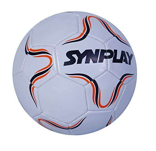 SYNPLAY Machine Stitched Mini Foot Ball with Pump, Size 1, Pump 6", Synthetic Rubber (White) 3