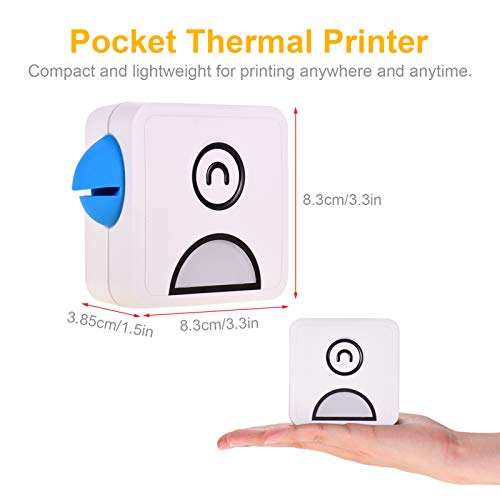 Aibecy Pocket Thermal Printer 58mm Wireless BT Printer 300dpi Photo Printer with 1 Roll Thermal Paper for Printing Labels Lists Making Journals Hand Account Planner Compatible with Android iOS 5