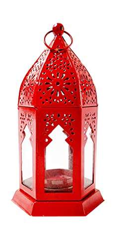 Imrab Creations Decorative Moksha Hanging Lantern | Laltern | Laltain Lamp with Tealight Candle Holder (Red, Set of 6, Combo) 4