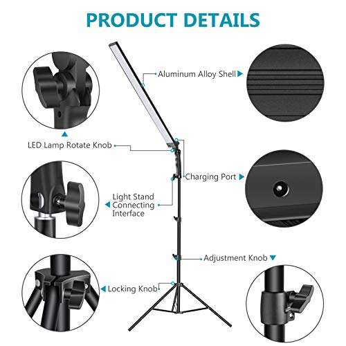 Neewer Photography Studio LED Lighting Kit: 5500K Dimmable Light with Light Stand Tripod for Photographic Video Fill Light, Film Lighting, Green Screen Lighting, Glamcor Lighting 6