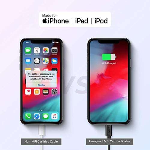 Honeywell Apple Lightning Sync & Charge Cable 1.2Mtr (Non-Braided) - Black 6