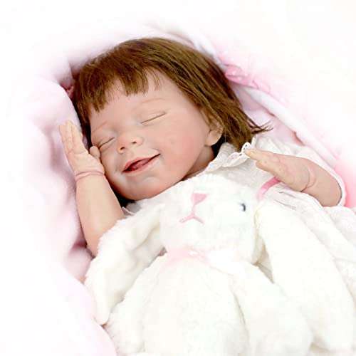 Lifelike Reborn Baby Dolls - Handmade Realistic Silicone Newborn Baby Dolls Silky Smooth Skin Sleeping Smile Real Life Baby Girls Dolls with Toy Accessories Gift Set for Kids Age 3+ & Collection 2