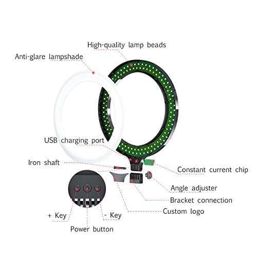 FENGHUANG Ring Fill Light Mobile Phone Live Broadcast LED Beauty Lamp Selfie Photography Light 3 Color Temperature USB Charging Hose Clip Flash Makeup Beauty Nail Art Computer 4