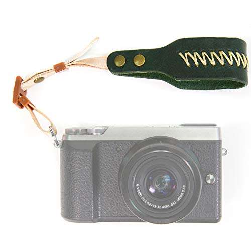 Megagear MG930 Leather Wrist StrapComfort Padding, Enhanced Hand Grip Stability and Security for All Cameras (SLR / DSLR)One Size Fits All, Green 3