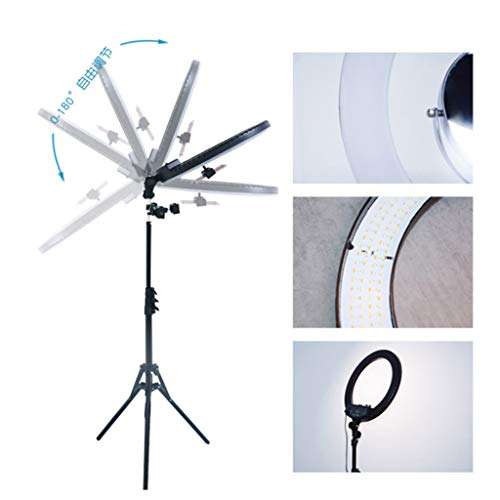 LBBL Ring Light Tripod, with Mirror 14 LED Fill Light Adjustable Color Temperature with Phone Holder for Makeup Selfie Photography Live Streaming (Color : White) 5