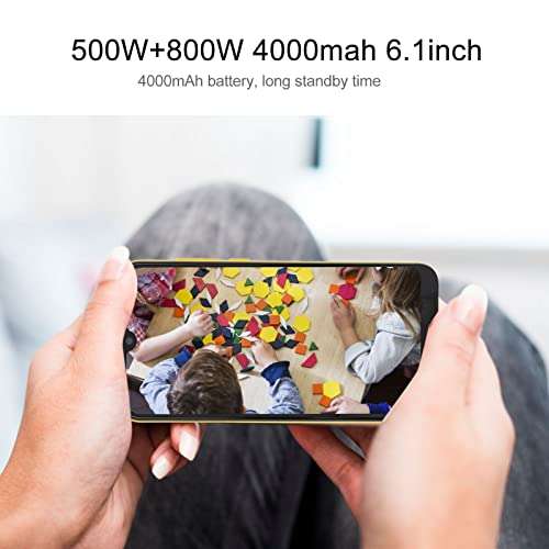 Mobile Phone, 500W 800W Camera 6.1in Smartphone for 11 2GB RAM 16GB ROM HD Water Droplets Screen for Office for Home(Yellow) 6