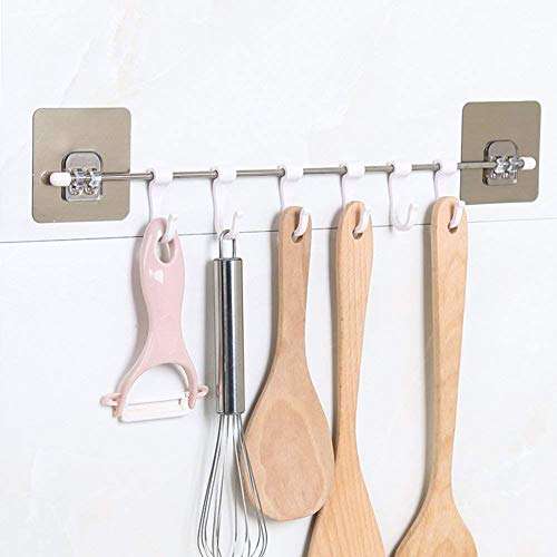 AP Plastic Magic Sticker ABS Stainless Steel Series Self Adhesive Bathroom Towel Rail Utensil Rack Kitchen Hanger Hooks (6 Plastic Hook) 2