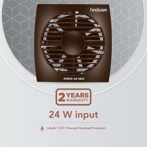 Hindware Zorio Ax Neo 150mm Exhaust Fan with Low Noise, Powerful Air Suction and High Speed, For Kitchen or Bathroom Overload Protection For Odourless, Clean and Fresh Air (Brown) (HAFZAN6BBR24PP6) 5