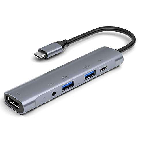 USB C Hub,5 in 1 USB-C Hub with 60W PD Charging Port Type-c to 4K HD -Compatible USB3.0 USB 2.0 Adapter 2