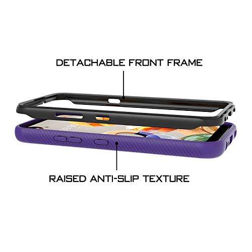 UNC Pro 2 in 1 Cell Phone Case for LG K61, Heavy Duty Full Edge Protection Hybrid Shockproof Bumper Case Cover, Purple&Black 4