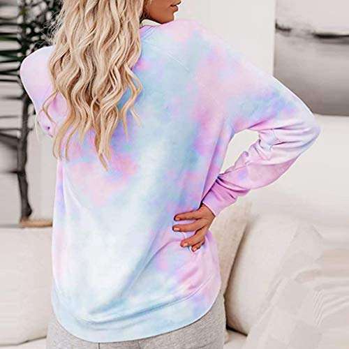 BEAUTYVAN Tie-Dye Crewneck Long Sleeve Loose Pullover Tops Womens Casual Crewneck Sweatshirt Blouse T-Shirt 4