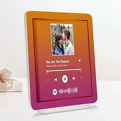 Giftcart Personalised Spotify Favourite Song Plaque Pink |Music Photo Plaque Scan Photo Spotify Plexiglas Personalized Song Album Display Gift 4