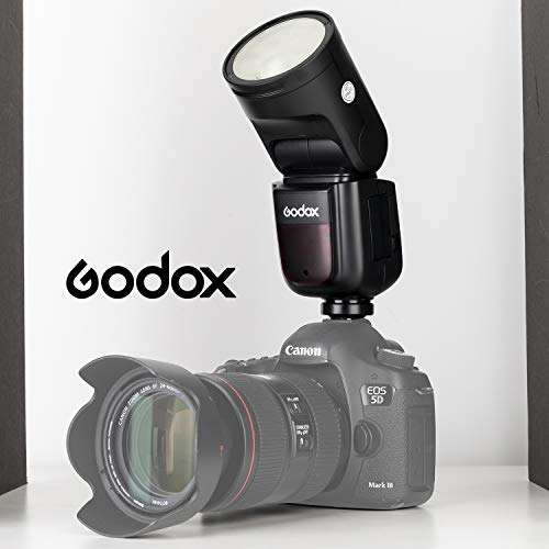 Godox V1-C Flash Speedlite for Canon DSLR Cameras, 2600mAh Lithimu Battery, 76Ws 2.4G TTL Round Head Flash Speedlight, 1/8000 HSS, 480 Full Power Shots, 10 Level LED Modeling Lamp 3