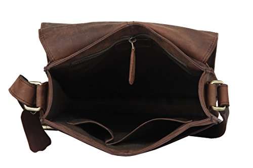 Leaderachi Men's Muskat Hunter Leather Crossbody Messenger Bag - Ligura 6