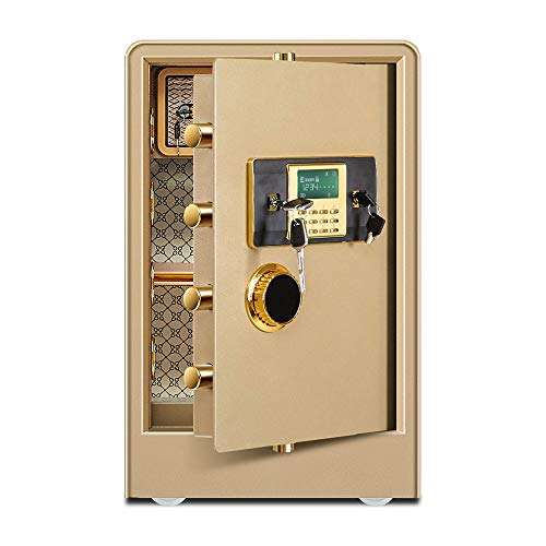 lqgpsx Large Security Safe Box, 60cm Steel Safe Box Strong Box with Digital Lock for Money Gun Jewelry Electronic Password for Office or Home Use, Gold 5