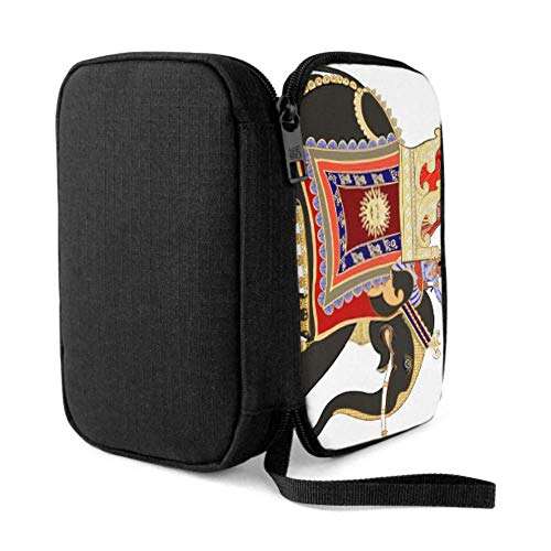 Electronics Accessories Organizer Bag Vector Illustration Decorated Indian Elephant Electronics Organizer Electronics Travel Bag Storage Bag of Cases for Cable, Charger, Phone, USB, Sd Card 4
