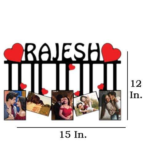 QUVYARTS Personalized Wooden Photo Frame with Name Collage Gift for Couples, Boyfriend, Girlfriend, Birthday with Your Photos(12 x 15 inch) 3