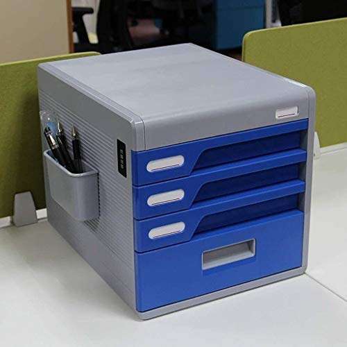 Desk Organiser - for Documents Desktop Office Stationery File Newspaper Racks Password Lock Cabinet Product Edge Pen Box Pp Plastic,Colour:Blue (Color : Blue) 6