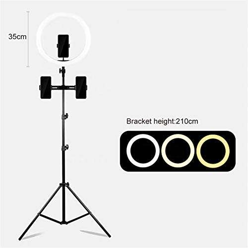 LED Circle Lights Halo Lighting with Tripod Stand,Selfie Ring Light for Live Stream/Makeup/YouTube Video,210cm,3 Phone Holders 2