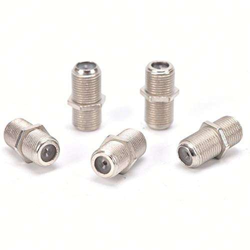 SHZ 2-Pack Nickel Plated F-Type Coaxial RG6 Connector,Cable Extension Adapter Connects Two Coaxial Video Cables 5