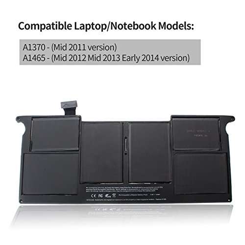 SWEALEER A1406 A1495 Battery Compatible for MacBook Air 11 inch A1370 Mid 2011 A1465 Mid 2012 2013 Early 2014 Replacement for MD223LL/A MC968LL/A MJVM2LLA MD711LL/A MD711LL/B [7.3V 35Wh/4860mAh A1406] 3