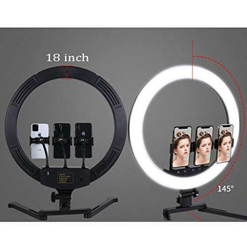 LBBL LED Selfie Ring, I-Shaped Bracket 18Inch Brightness Adjustment USB 3 Light Modes 10-Level Brightness for Makeup Selfie Photography Live Streaming 5