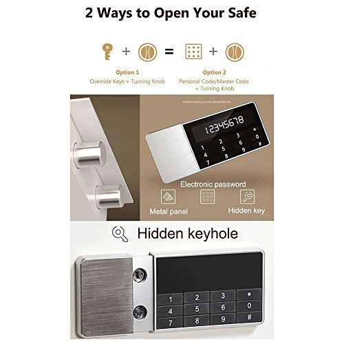 Safe Box for Home Fireproof Waterproof Electronic Password Mini Bedside Table Hidden Safety Box Full Steel Anti-theft, Designed for Home Office Hotel Commercial Jewelry Gun Cash Medicine (0.8 Cubic Fe 6
