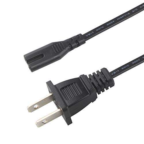 TV Power Cord Replacement AC Cable - 2 Prong AC Wall Plug 2-Slot Adapter for TV, Printer, Speaker Audio Universal Replacement Cable (2ft) 4