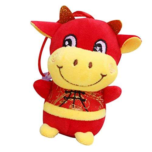 VALICLUD Plush Cow Doll Stuffed Animal Toy Cow Plush Pillow Farm Animals Car Pendant Chinese New Year Ox Ornament with Chinese Costume for Spring Festival Birthday Kids Toddler Favor 2