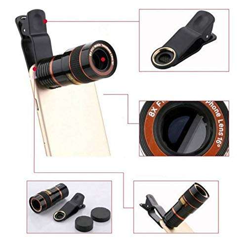 XDTLD Direct-Down Mobile Phone Camera Lens 8X Zoom Telephoto Lens with External Binoculars Universal Clip for Smartphones (Color : 8X Black) 6