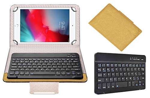 Acm Wireless Bluetooth Keyboard Case Compatible with Apple Ipad Mini (2019) Tablet Flip Cover Stand Study Gaming Gold 2