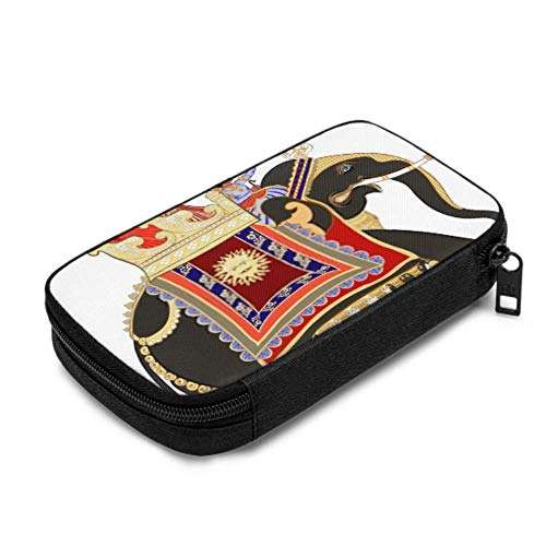 Electronics Accessories Organizer Bag Vector Illustration Decorated Indian Elephant Electronics Organizer Electronics Travel Bag Storage Bag of Cases for Cable, Charger, Phone, USB, Sd Card 3