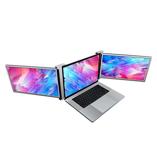 Triple Monitor for Laptop, 15 inch Full HD 1080P IPS Display, Laptop Monitor Dual Screen Extender, Type C Portable Monitor for 15-17 inch Laptops(Space Gray) 4