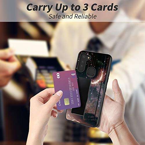 for Moto G Stylus Case, for Motorola G Stylus Wallet Case, Dual Layer Hybrid Hard PC Back Cover & Soft Silicone Shockproof Protection Phone Cases with Credit Card Slot for Moto G Stylus, Sky Moon 6