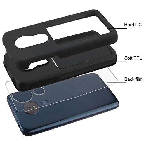 Bemz Pocket Series Compatible with Moto G7 Optimo Maxx (XT1955DL) Slim Wallet Dual Layer Hybrid Case with 3 Card Holder Hidden Storage Compartment and Atom Cloth - Black 6