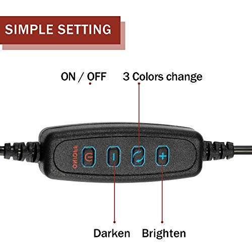 Docooler 6inch Ring Light with Stand, 3-Colors Dimmable Standing Floor Light for Vlogging YouTube Video Make-up Selfie, USB Powered 6